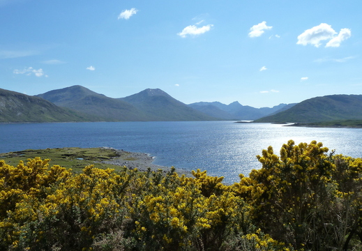 View down Loch Quoich Sgurr Mor & Sgurr Beag pointy peak at Loch end is Sgurr na Ciche