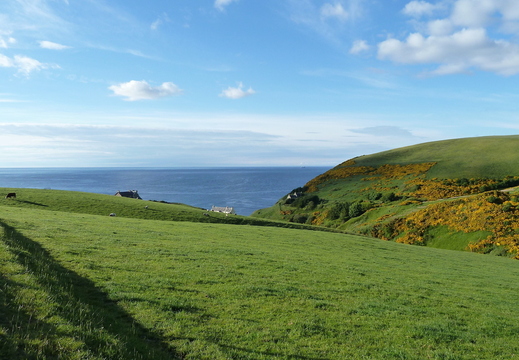 Heading into Pennan for a beer