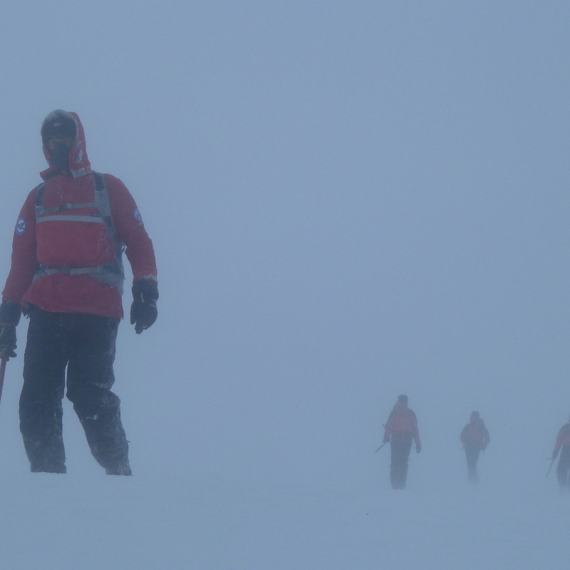 Heading down, weather not improving!