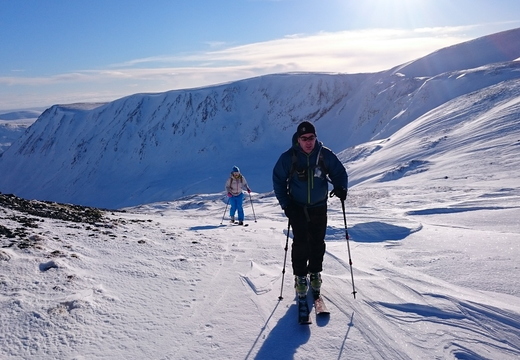 Skinning up from above Caenlochan Glen (where we had stopped for lunch)