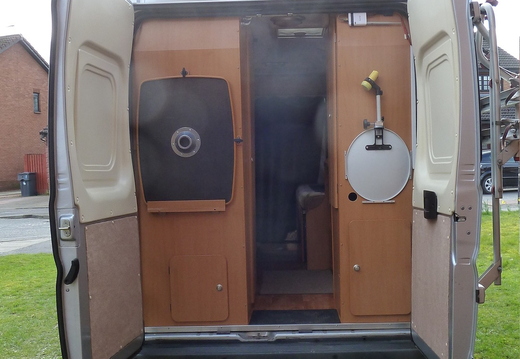 through back doors, dish and tripod included in sale!