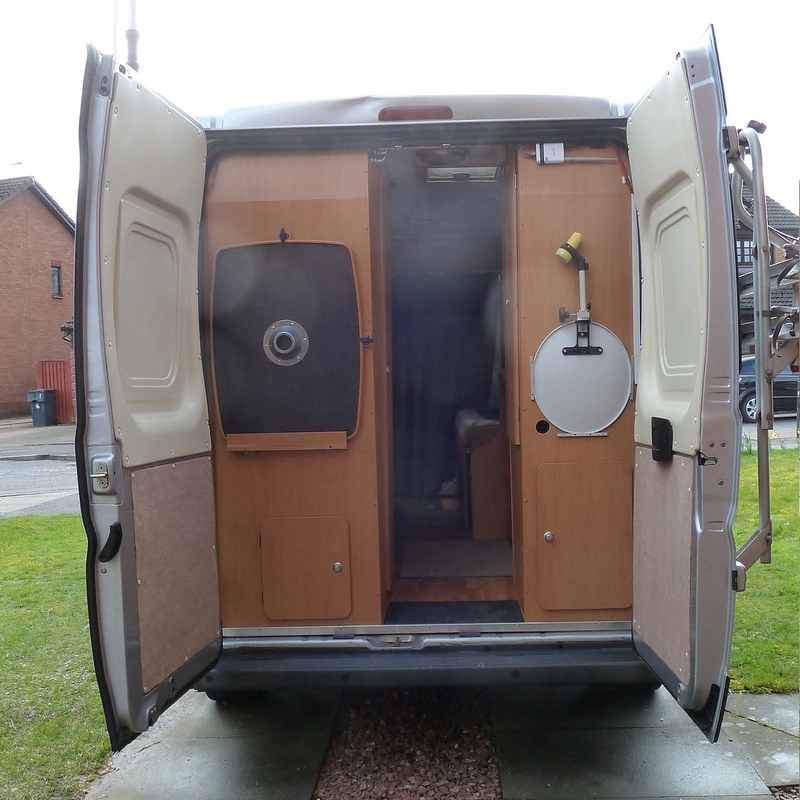 through back doors, dish and tripod included in sale!