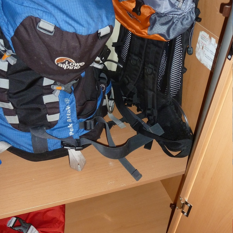 Wardrobe. Hanging rail removed and additional shelves fitted