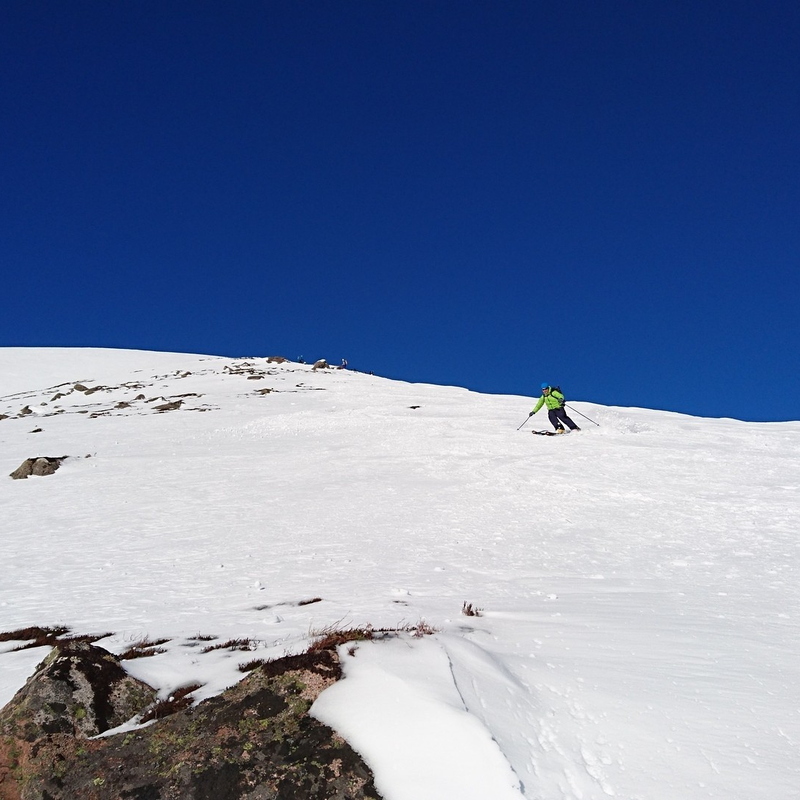 Skied into Coire Raibeirt, across the top of the steep gully...