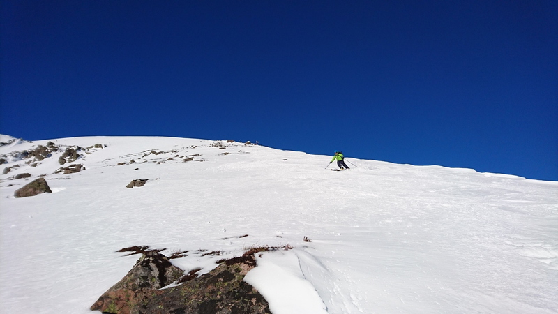 Skied into Coire Raibeirt, across the top of the steep gully...