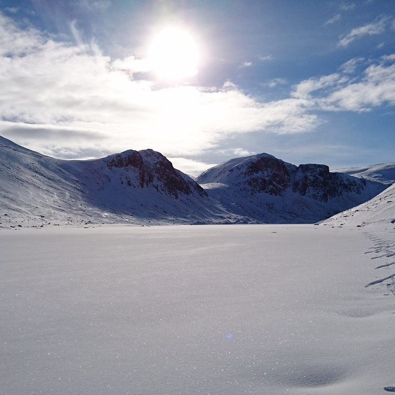 Looking SW towards shelter stone crags