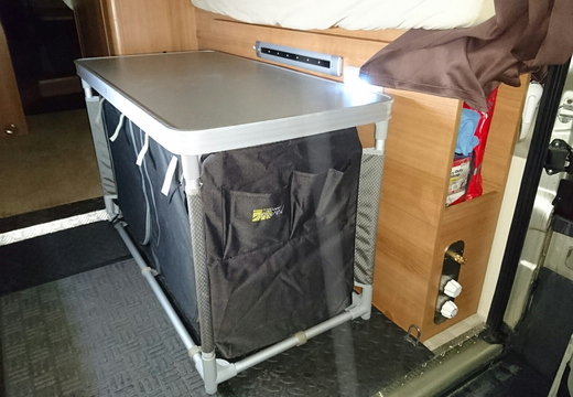 Shelved camp kitchen unit = The ultimate boot tidy! (amazon CamPart CU-0721)