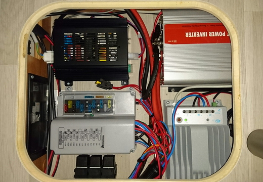 Moved supplied kit so I could squeeze in solar controller and inverter