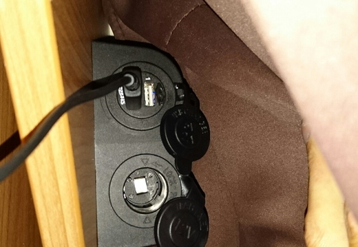 12V and USB sockets at back offside of van for charging phones in bed etc