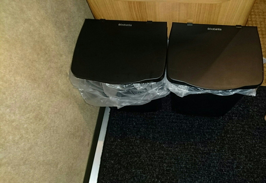 Bins for recycling and normal waste (Brabantia 10L, Amazon)