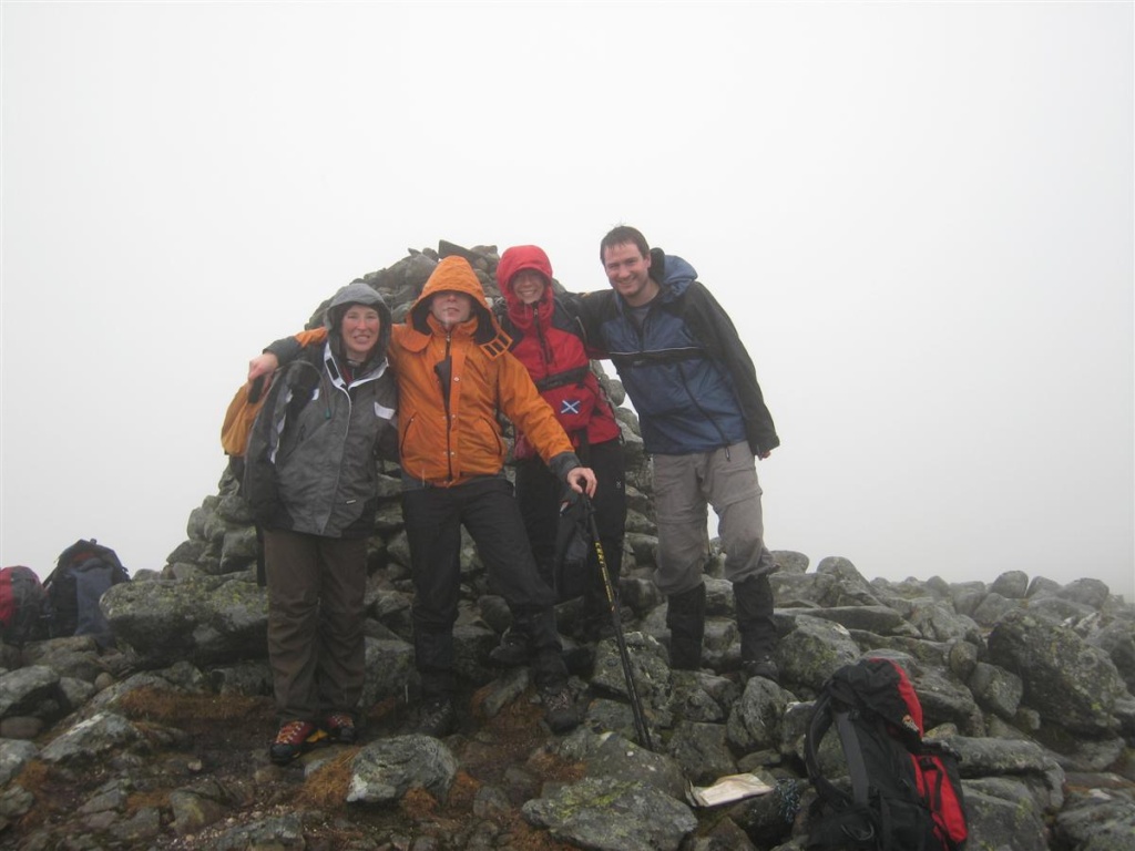 Sunday:  Lucy, Nigel, Jenny & Iain at the summit of Geal Charn