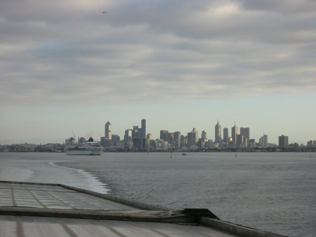 Melbourne from the back of the Devil Cat on the way to Tasmania