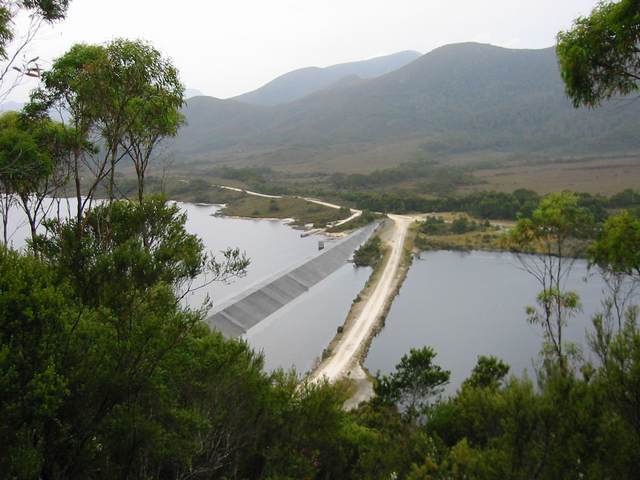 The Edgar dam, which, together with the Scotts Peak dam and Serpentime dam enlarged Lake Pedder by 36 times for use as a hydro s