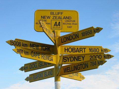 The signpost at Bluff (NZ's Lands End)